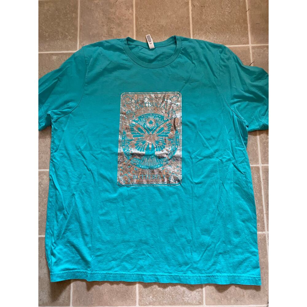 Antisocial Butterfly Tarot Card Foil Turquoise T-Shirt Tee Size 3XL